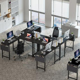 OLIXIS L Shaped Desk, 50-Inch Office Computer Gaming Desks Corner PC Table with Side Bag and Reversible Shelf for Home Work Study Writing Black OLIXIS