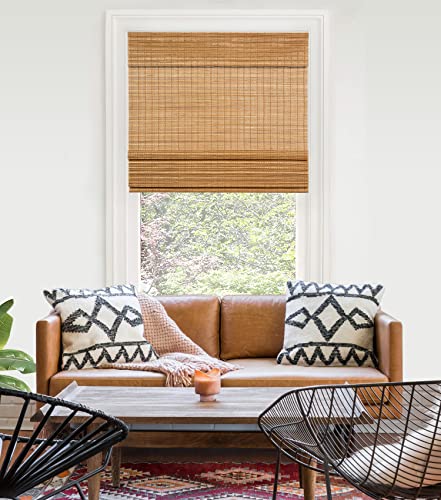 LazBlinds Custom Cordless Bamboo Roman Shades - Light Filtering Window Treatment in Tuscan LazBlinds