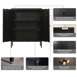SunLinkSan Metal Accent Cabinet,Sideboard Buffet Cabinet for Living Room,Bed Room,Home,Hotel,Office,Garage,School,Kitchen,3-Tier Locker Storage Cabinet,2 Removable Shelves. (Metal Door, Black) SunLinkSan