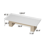 MOUMON Kitchen Dining Table for 8-10, 130 inch Wood Rectangular Kitchen Table, Large Long Dining Table with Wooden Frame, No Chairs, for Dining Room White and Oak(129.9”W x 47.2”D x 29.7”H) MOUMON