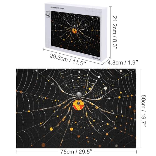 1000 PCS Jigsaw Puzzle for Adults Wooden Challenging Puzzle Spider in Web Custom Personalized Picture Puzzle for Adults & Kids Family Game Nights Wooden Puzzle KLOPH