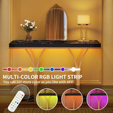 YITAHOME Gold Console Table with LED Lights, Entryway Table, Modern Narrow Sofa Side Foyer Accent Table with Faux Marble Top Luxury for Entry Way, Hallway, Living Room, Faux Marble Black YITAHOME