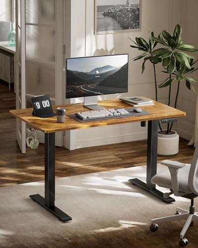 Marsail Standing Desk Adjustable Height Stand up Home Office Desk,‎ 48x24 Inch Electric Standing Computer Desk, with 4 Memory Presets, Headphone Hook,Cable Organizer, Rustic Brown Marsail
