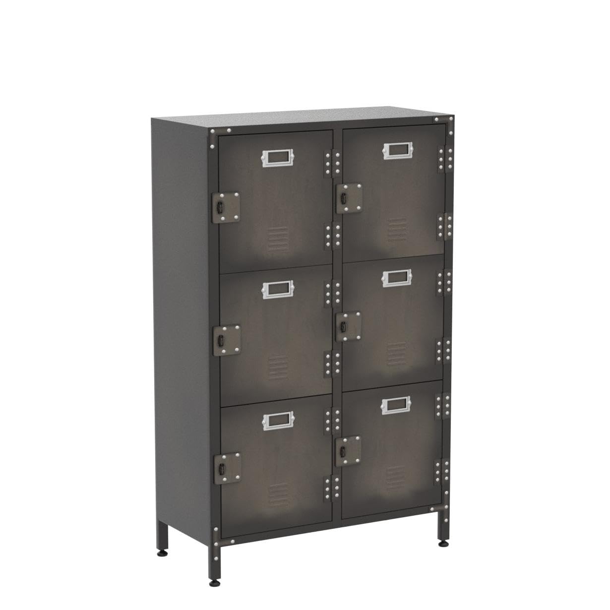 MIIIKO Metal Storage Locker, Industrial Storage Cabinet with Doors and Shelves, Stylish and Sturdy 6 Compartment with Lockable Doors, for Home Office, School, Club and Hallway - WoodArtSupply