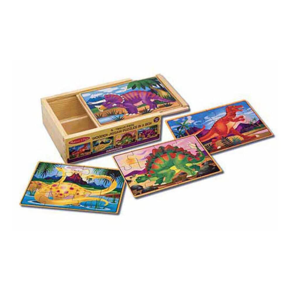 Melissa & Doug Dinosaurs 4-in-1 Wooden Jigsaw Puzzles in a Storage Box 48-Pieces (Item # FOURDINO) Melissa & Doug