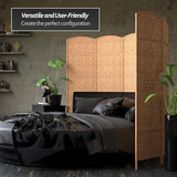 Red Lantern 6 ft. Tall Diamond Weave Fiber Room Divider - Natural - 4 Panel Red Lantern