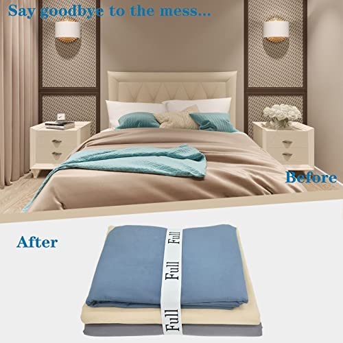 Yermivie 4 Pieces Bed Sheet Organizer Bands, Sheet Organizers and Storage Label Bands, Sheet Label for Bedding, Sheets Organizer for Closet,Sheet Keepers Linen Labels Bedding Bands (4Pcs Full) Yermivie