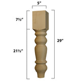 Osborne Husky Farm Dining Table Leg Made from Unfinished Pine Wood (Set of Four), Durable Turned Legs are Sanded and Ready to be Stained, Replacement Table Legs for Dining Room Table or Desk Osborne Wood Products
