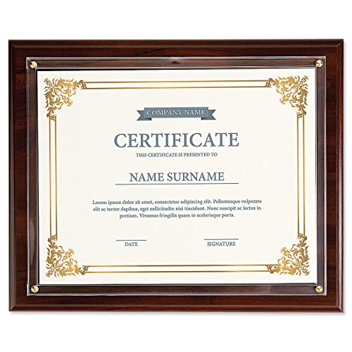 Fine Stationery Walnut Certificate Award Plaque - Slide-In 8.5x11 Certificate or Diploma, Wall Frame Fine Stationery