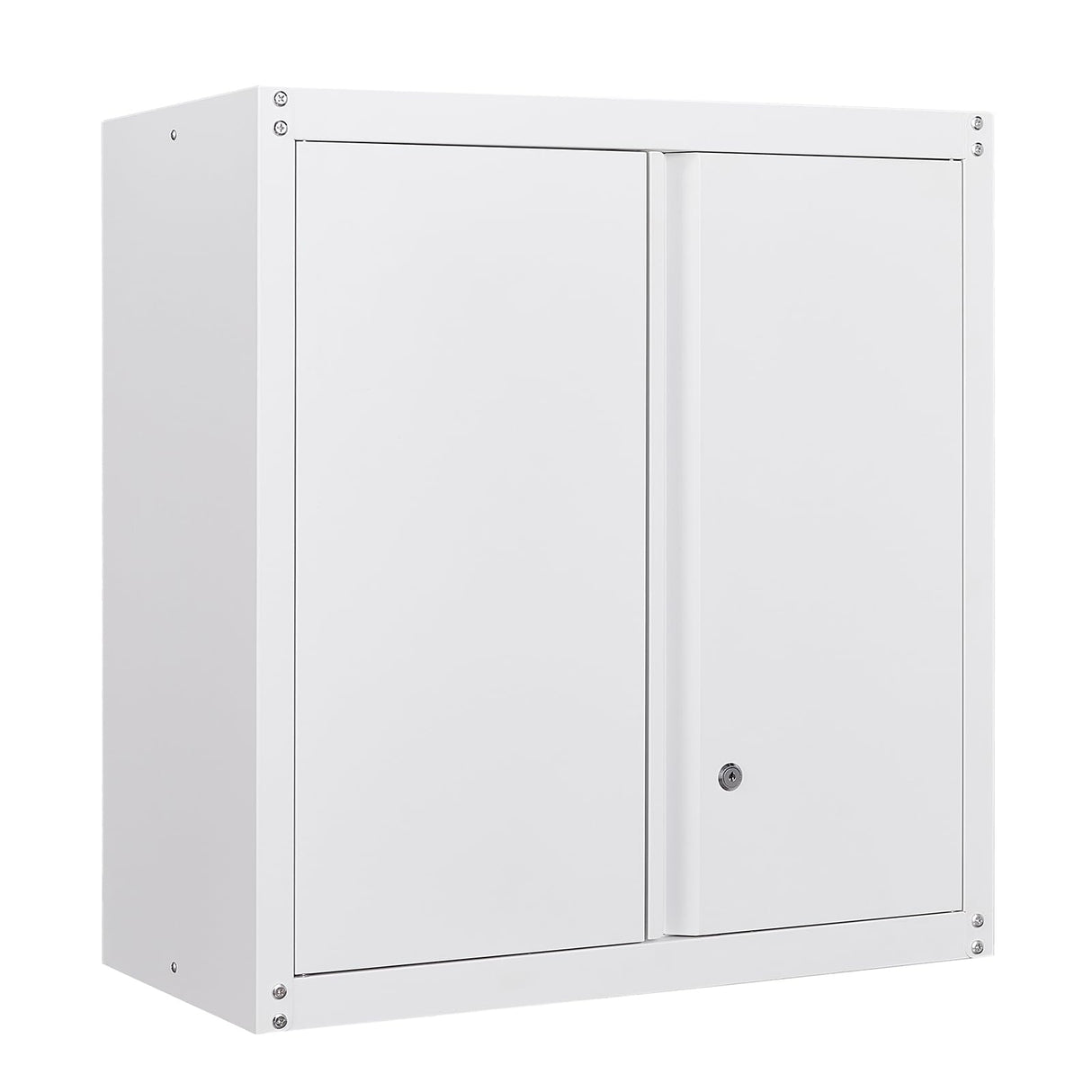 GREATMEET Metal Wall Cabinet, Wall Mount Metal Cabinet for Garage Storage, Locking Cabinet with Doors and Adjustable Shelf, Steel White Cabinet for Utility Room, Garage GREATMEET