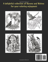 Wolves and Ravens Coloring Book: A fun and relaxing coloring adventure featuring wolves and ravens for adults and teens Majosta
