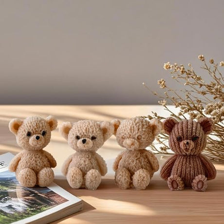 SENCCO Silicone Candle Molds, 3D Charming Bear Scented Candle Mold, Cozy Atmosphere Design, Odorless, BPA Free, Cute Animal Silicone Molds for Candle Making, DIY, Resin, Wax, Soap, Chocolate Etc SENCCO
