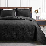 Love's cabin King Size Quilt Set Black Bedspreads - Soft Bed Fall Lightweight Bedspread Comforter - Modern Style Coin Pattern Coverlet for All Season - 3 Pieces (1 Quilt, 2 Pillow Shams) Love's cabin