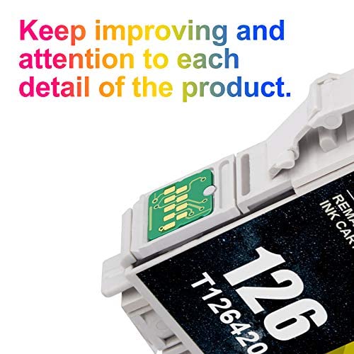 Uniwork Remanufactured 126 Ink Cartridges Replacement for Epson 126 T126 use for Workforce 435 520 545 635 645 WF-3520 WF-3530 WF-3540 WF-7010 WF-7510 WF-7520 Stylus NX430 Printer 5 Pack Uniwork