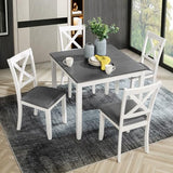 Augabam 5-Piece Dining Table Set for 4, Kitchen Dining Table with 4 Soft Cushioned Solid Wood Chairs, Ideal for Home or Restaurant Use.(Gray & White_Small) Augabam