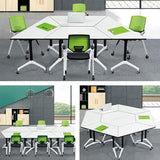 Conference Table,Folding Conference Room Tables with Flip-Top Design,Foldable Office Meeting Seminar Table,Modular Mobile Training Room Tables With Caster,Rolling Seminar Tables for Meeting Rooms VORDERRY