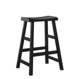 eHemco Heavy-Duty Solid Wood Saddle Seat Kitchen Counter Height Barstools, 24 Inches, Black, Set of 3 eHemco