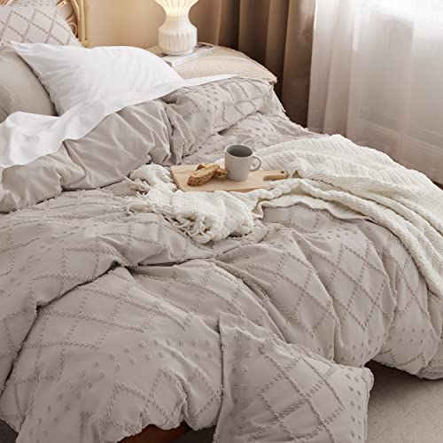 Bedsure Boho Duvet Cover King Size - Linen Breathable & Soft Boho Bedding, Machine Washable Comforter Cover for All Seasons, Includes 1 Duvet Cover 104"x90" with 2 Pillow Shams & Zipper Closure Bedsure
