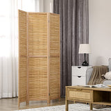HOMCOM 3 Panel Room Divider, 5.5' Tall Bamboo Portable Folding Privacy Screens, Hand-Woven Double Side Partition Wall Dividers for Home Office, Natural HOMCOM