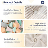MAXYOYO 6" Futon Mattress Full Size, Tufted Futons Sofa Couch Bed with Twisted Rope Design Edging, Thick Corded Fabric Floor Mattress for Adults, Shredded Foam Filling (Frame Not Included), Beige MAXYOYO