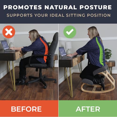 RRI Goods Kneeling Desk Chair, Sturdy Ergonomic Kneeling Chair for Office and Students, Rocking Motion for Natural Movement RRI Goods