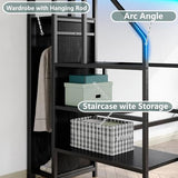 Furniouse Twin Loft Bed with Storage Stairs and Wardrobe, Heavy Duty Loft Bed, RGB LED Bed with USB Port, Outlets and Adjustable Furniouse