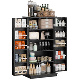 Shintenchi Kitchen Pantry Cabinet,5 - Layer Storage Cupboard with Adjustable Shelves for Organizing and Storing Food Items,47'' Versatile Buffet Sideboard for Kitchen, Bathroom and Laundry,Black Shintenchi