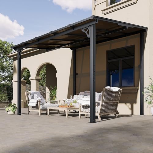 Aoxun 8' x 10' Gazebo for Patio, Gazebo Pergola with Sloped Roof, Large Wall-Mounted Heavy Duty Awnings, for Backyard, Deck, Patio - WoodArtSupply