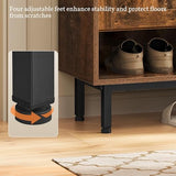 Yaheetech Shoe Storage Cabinet with Doors, Farmhouse Shoe Cabinet with 2 Adjustable Shelves and 4 Side Hooks, Wooden Shoe Rack Organizer Cabinet for Entryway, Foyer, Hallway, Rustic Brown Yaheetech