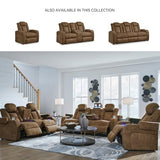Signature Design by Ashley Wolfridge Contemporary Faux Leather Power Reclining Loveseat with Console, Cup Holders and USB Ports, Light Brown Signature Design by Ashley