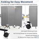 72" X 66" partition Room dividers, 3 Panel Sound Proof Dividers for Office Partitions, Room Divider Privacy Panel with Wheels, Portable Temporary Wall for Office, Studio, School, Hospital(Light Gray) Generic