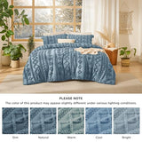 Bedsure Tufted Boho Comforter Set King Size - Grayish Blue Boho Bed Set, GentleSoft™ 3 Pieces Farmhouse Shabby Chic Embroidery Bedding, Gifts for Woman, Soft Jacquard King Comforter for All Seasons Bedsure
