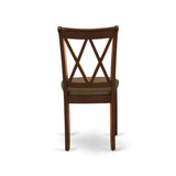 East West Furniture CLC-MAH-C Clarksville Dinette Chairs - Linen Fabric Upholstered Wood Chairs, Set of 2, Mahogany East West Furniture