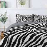 Pamnest Quilt Set King Size, Zebra Stripe Animal 3 Pcs Soft Bed Cover Bedding Set for Kids and Adults, Black White Lightweight Bedspread Coverlet with Pillow Sham for All Season Pamnest