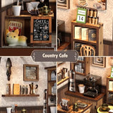 Soothee DIY Miniature Kit - 3D Puzzles for Adults & Teens, Book Nooks and Model Building Kits for Bookshelf Decor, Relaxing Craft & Unique Gift for Craft Lovers (Country Cafe)