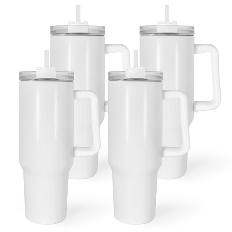 AGH 40 oz Sublimation Tumblers with Handle 4 Pack Stainless Steel Insulated Tumblers Blanks Water Bottle Travel Cups AGH