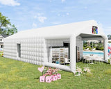SPECRAFT 39x20x14 FT Large Inflatable Nightclub Tent for Adults with Pavilion Rest Area, Black Inflatable Night Club Gazebo with 2 Side Doors & Logo Area for Wedding, Birthday, Backyard Events, White SPECRAFT