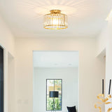 Crystal Ceiling Light Fixture, Modern Semi Flush Mount Ceiling Light, Gold Hallway Lighting Fixtures Chandelier for Kitchen, Close To Ceiling Light Fixtures for Entryway Bedroom, 1-Light, 11Inch Lxybcce