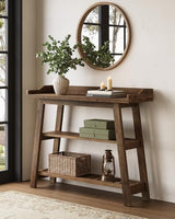 LITTLE TREE Solid Wood Entryway Table, 45" Narrow Console Table for Entryway, 3-Tier Modern Farmhouse Behind Couch Sofa Table with Raised Sided Back Panel for Entrance, Entry, Hallway, Dark Brown LITTLE TREE