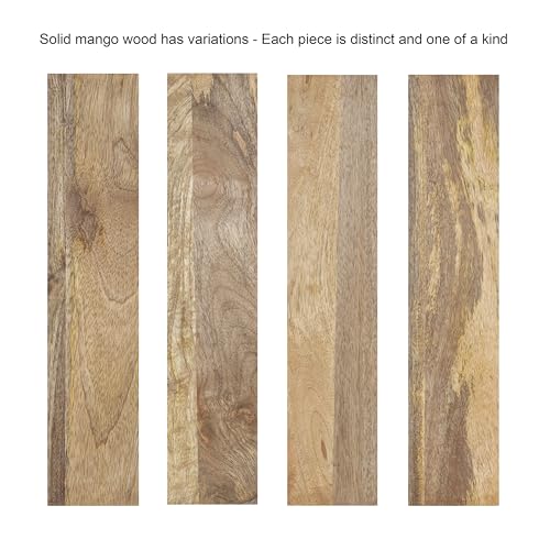Kate and Laurel Reid Ribbed Wooden Tiered Floating Side Table, 18 x 10 x 9, Natural Wood, Modern Rectangular Mango Wood Floating Nightstand with Drawer for Bedroom Storage or Living Room End Table Kate and Laurel