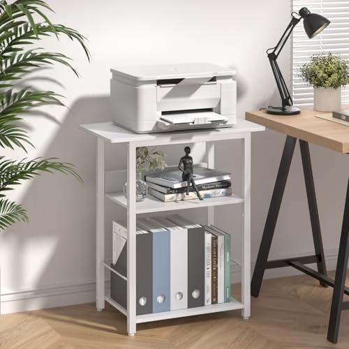 LELELINKY Narrow White Record Player Stand, 23.62 inch Wide Record Sto ...