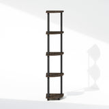 Furinno Turn-N-Tube Corner Shelf, 5-Tier Corner Display Rack, Shelving Unit, for Organization and Storage, Living Room, Home Office, Garage, Bedroom, Dark Brown Grain Furinno