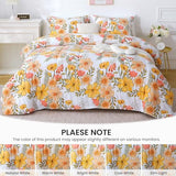 Mooreeke Floral Duvet Cover Twin Size, 2 Piece Pink & Yellow Flower Patterned Duvet Cover Set with Zipper Closure, Soft & Breathable Microfiber Bedding Set with 4 Corner Ties and 1 Pillow Sham Mooreeke