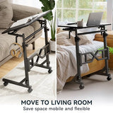 Oransail Small Standing Desk with Wheels, 29.5-45.3 Inch Adjustable Height, Portable Treadmill Desk, Rolling Computer Table for Walking Pad with a Cup Holder and a Hook Oransail
