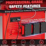 Work Bench, Ferreteriai 47" Heavy Duty Workbench with Power Outlet & USB-C, Exclusive Red Side Battery Holder, Adjustable Height, 2100LB Capacity, Locking Wheels for Garage Workshop Ferreteriai