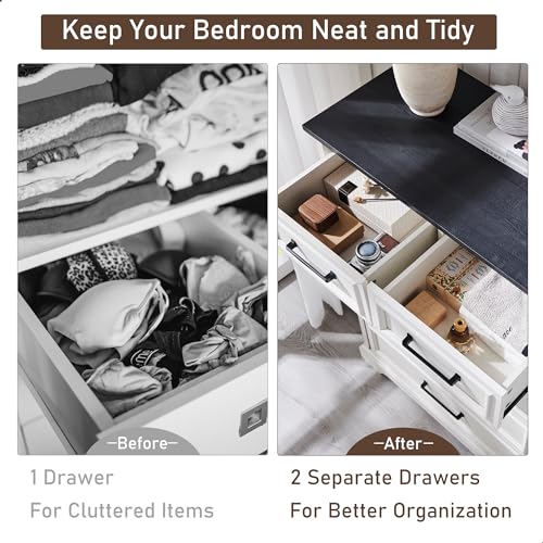 ACCOHOHO 6 Drawer Dresser, Farmhouse Chest of Drawers for Bedroom, 44" Tall Modern Dresser with Large Metal Handle, Wood Drawer Organizer for Living Room, Hallway, Closet - White ACCOHOHO