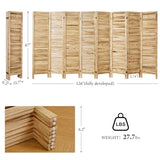 Room Partitions and Dividers, Temporary Wall with Double Hinges, 5.6 Ft Tall Folding Louver Wood Screen for Home Office Bedroom Hotel Decoration (8 Panels, Wood Color) Svimi
