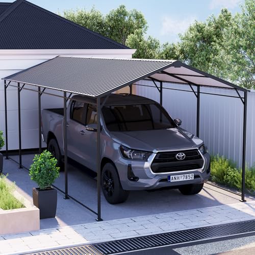 COSIEST 10x20ft Heavy Duty Carport, Anti-Snow/Rust Steel Frame & Roof Car Canopy for SUV Truck RV Parking, All-Weather Outdoor Storage Building Car Ports Shed for Home, Commercial, Farm COSIEST