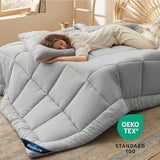 Bedsure Comforter Duvet Insert - Quilted Comforters Twin Size, All Season Duvet, GentleSoft Down Alternative Bedding, with 8 Tabs, Gifts for Women/Men, Light Grey, Twin 88 x 68 Inches Bedsure