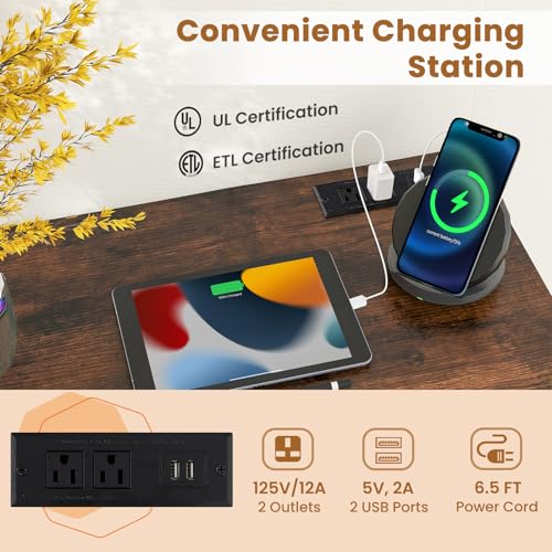 Giantex 30 FT Conference Table with Charging Station, 6 PCS 60" x 24" Rectangular Large Meeting Room Desk with Storage Bag & Hook, Space Saving Seminar Table, Modern Office Computer Desk for 12 People Giantex